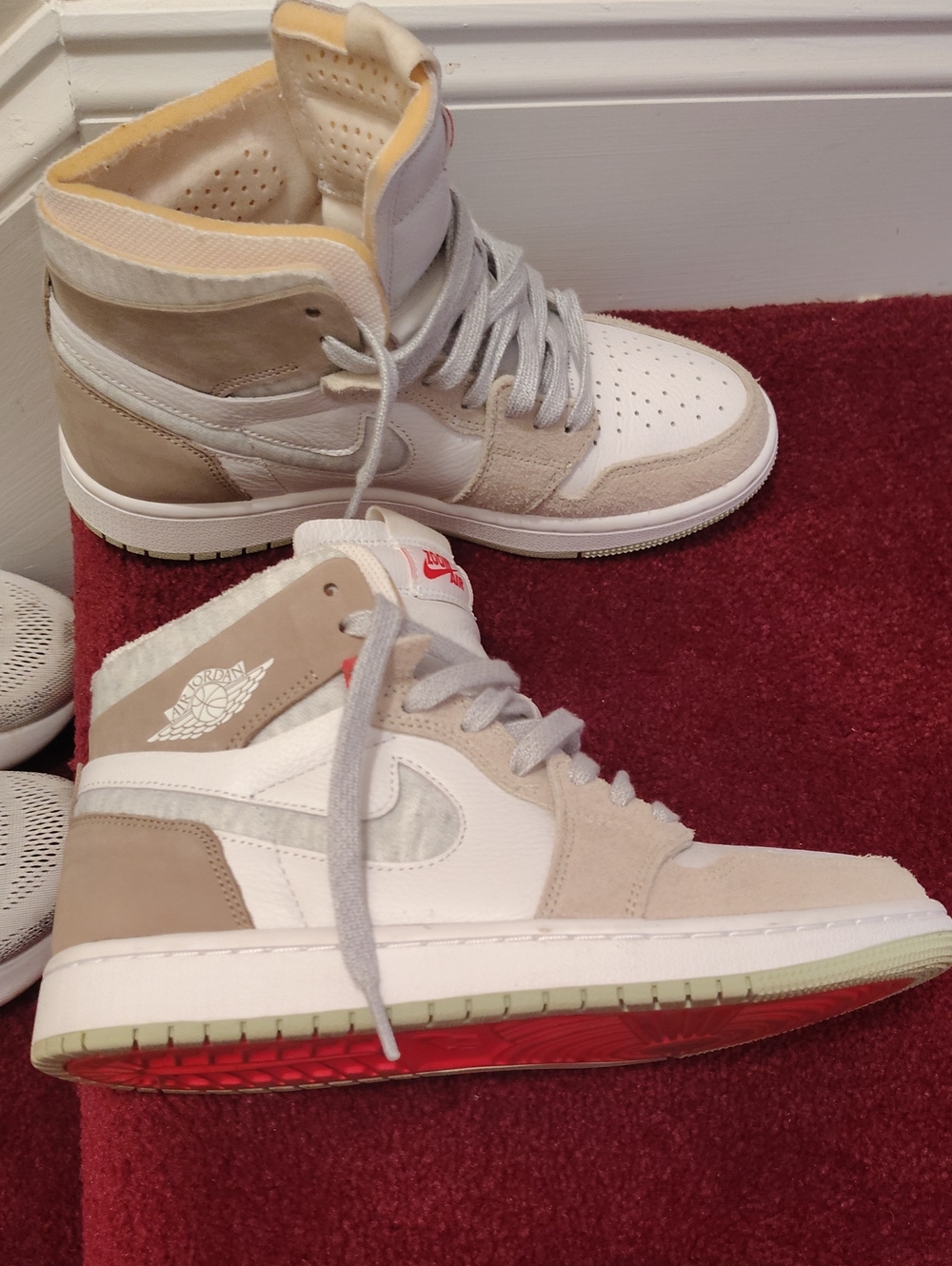 Air Jordan 1 High Top Sneakers in White & Beige